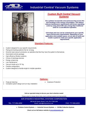 Industrial Central Vacuum Systems Features