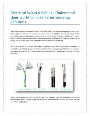 Electrical Wires & Cables - Understand their world to make better sourcing decisions