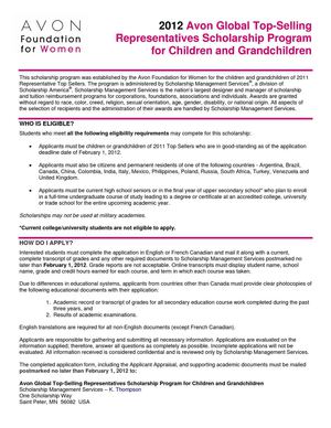 Avon Scholarship form 