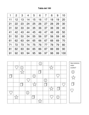 Actividades Tabla del 100