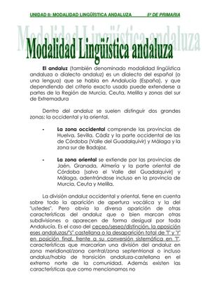 Calam o MODALIDAD LING STICA ANDALUZA