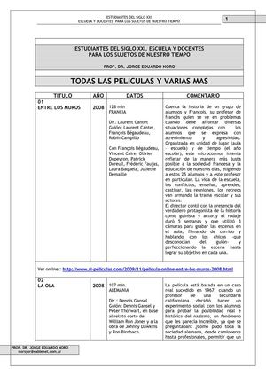 051. PELICULAS: ESCUELA, ESTUDIANTES, EDUCADORES