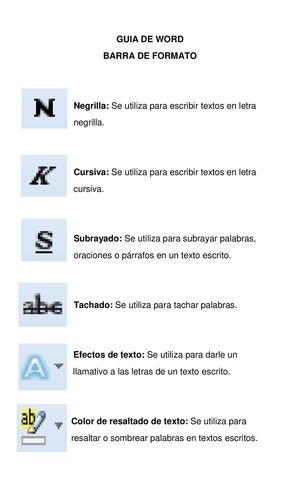 GUIA DE WORD - BARRA DE FORMATO.