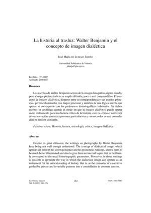 La historia al trasluz: Walter Benjamin y el concepto de imagen dialéctica
