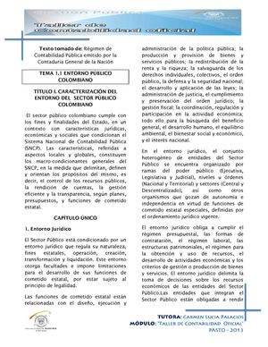 ENTORNO DEL SECTOR PÚBLICO COLOMBIANO