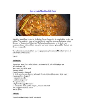 How to make mauritian fish curry