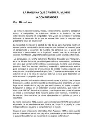 LA MAQUINA QUE CAMBIÓ AL MUNDO: LA COMPUTADORA