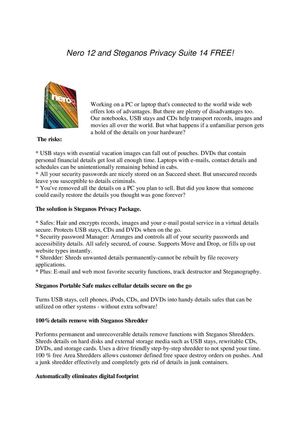 Nero 12 and Steganos Privacy Suite 14 FREE