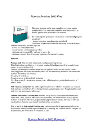 Norman Antivirus 2013 Free