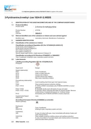 2-Pyridinamine,6-methyl- (cas 1824-81-3) MSDS