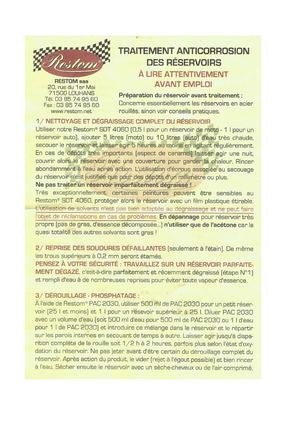 Restom traitement réservoir carburant