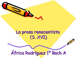 La prosa renacentista S.XVI