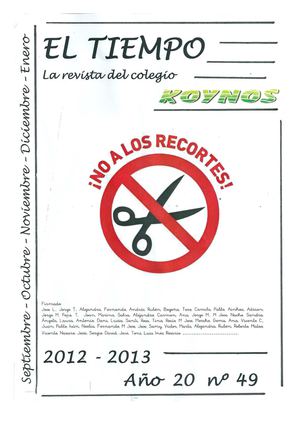 EL TIEMPO La revista del colegio Koynos nº49 Año 20 Septiembre 2012 a Enero 2013