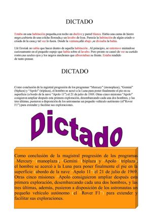 Dictados temas 8 y 9 de 6º