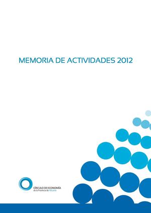 Memoria Anual 2012 Círculo de Economía de la provincia de Alicante