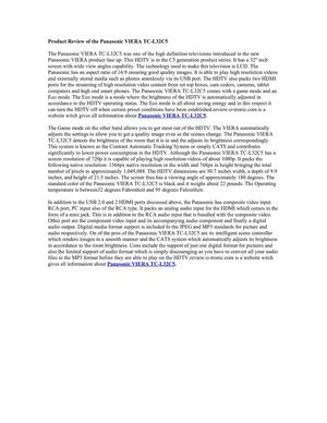 Product Review of the Panasonic VIERA TC-L32C5