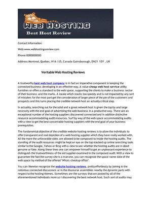 Veritable Web Hosting Reviews 