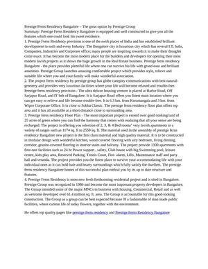 Prestige ferns residency bangalore 8971315026