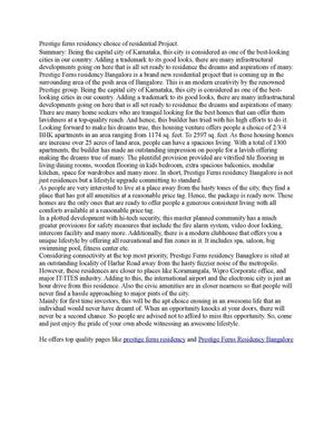 Prestige ferns residency bangalore 8971315026