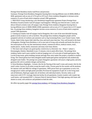 Prestige ferns residency bangalore 8971315026