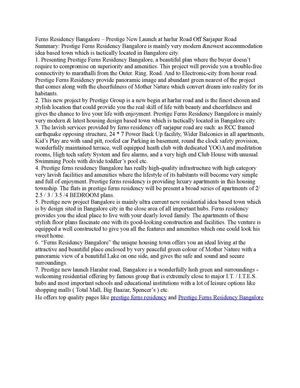 Prestige ferns residency bangalore 8971315026