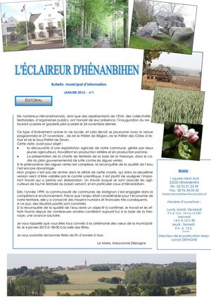 Bulletin municipal Hénanbihen - Janvier 2013