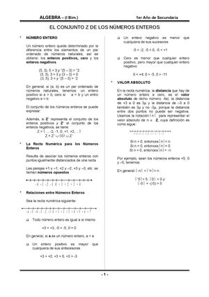 ALGEBRA PARTE 1 - PRIMERO SECUNDARIA