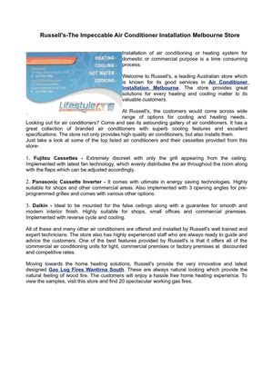 Air Conditioner Installation Melbourne, Gas Log Fires Wantirna South