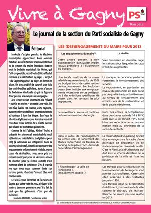 Vivre à Gagny numéro de mars 2013