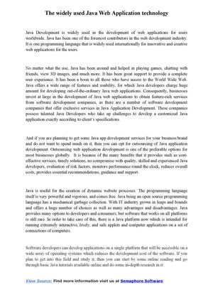 The widely used Java Web Application technology