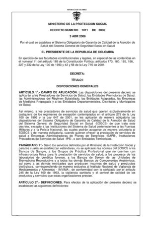 DECRETO 1011 DE 2006