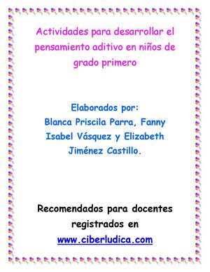 JUEGOS PARA DESARROLLAR HABILIDADES PE DENSAMIENTO ADITIVO EN NIÑOS DE PRIMERO