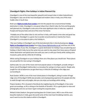 Chandigarh Flights: Plan holidays in Indian Planned City