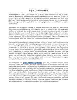 Triple Chance Kostenlos
