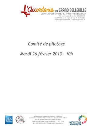 Compte-rendu du COPIL du 26 février 2013 Accorderie du Grand Belleville