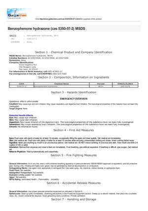 Benzophenone hydrazone (cas 5350-57-2) MSDS