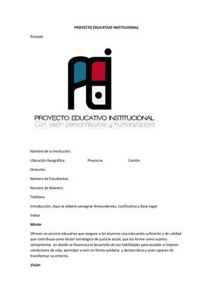 PROYECTO EDUCATIVO INSTITUCIONAL 