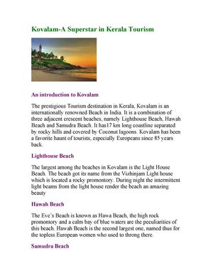 Kovalam-A Superstar in Kerala Tourism