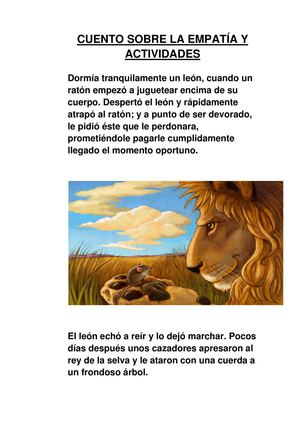 La Fábula del león y el ratón.