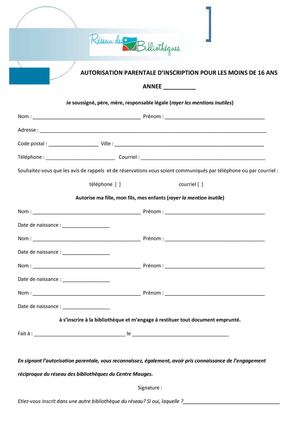 Fiche d'inscription