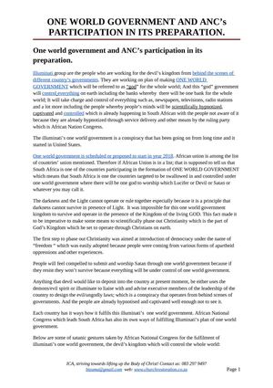 One world government and ANC