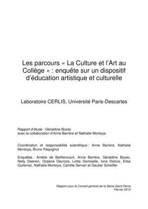 Rapport. Les parcours « La Culture et l’Art au Collège » : enquête sur un dispositif d’éducation artistique et culturelle
