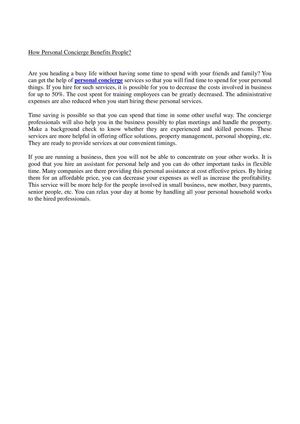 My Personal Concierge - Personal Concierge Services