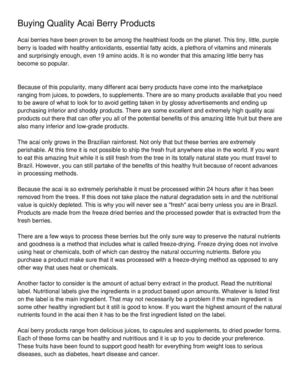 Buying Quality Acai Berry Products