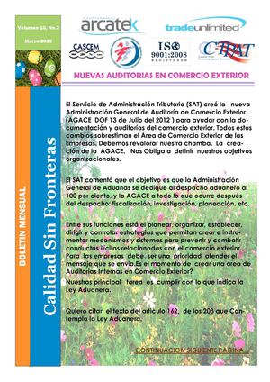 Boletín Mensual de Calidad Marzo 2013