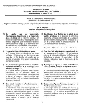 Test EPISTEMOLOGIA 1 CORTE FISIOTERAPIA