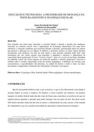 Artigo Tecnologia e Educação