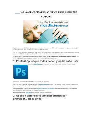 LAS 10 APLICACIONES MÁS DIFICILES DE USAR PARA WINDOWS.docx