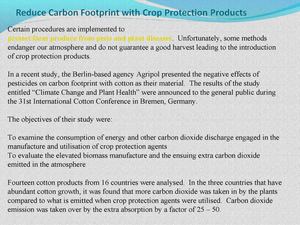 Reduce Carbon Footprint with Crop Protection Products