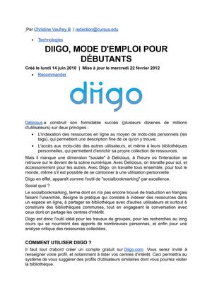 Débuter avec DIIGO